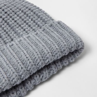 Grey knit bobble hat